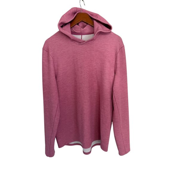 Lululemon Mens Washed Pink Waffle-Knit Hoodie Long Sleeve Pullover Lightweight C - Picture 2 of 8